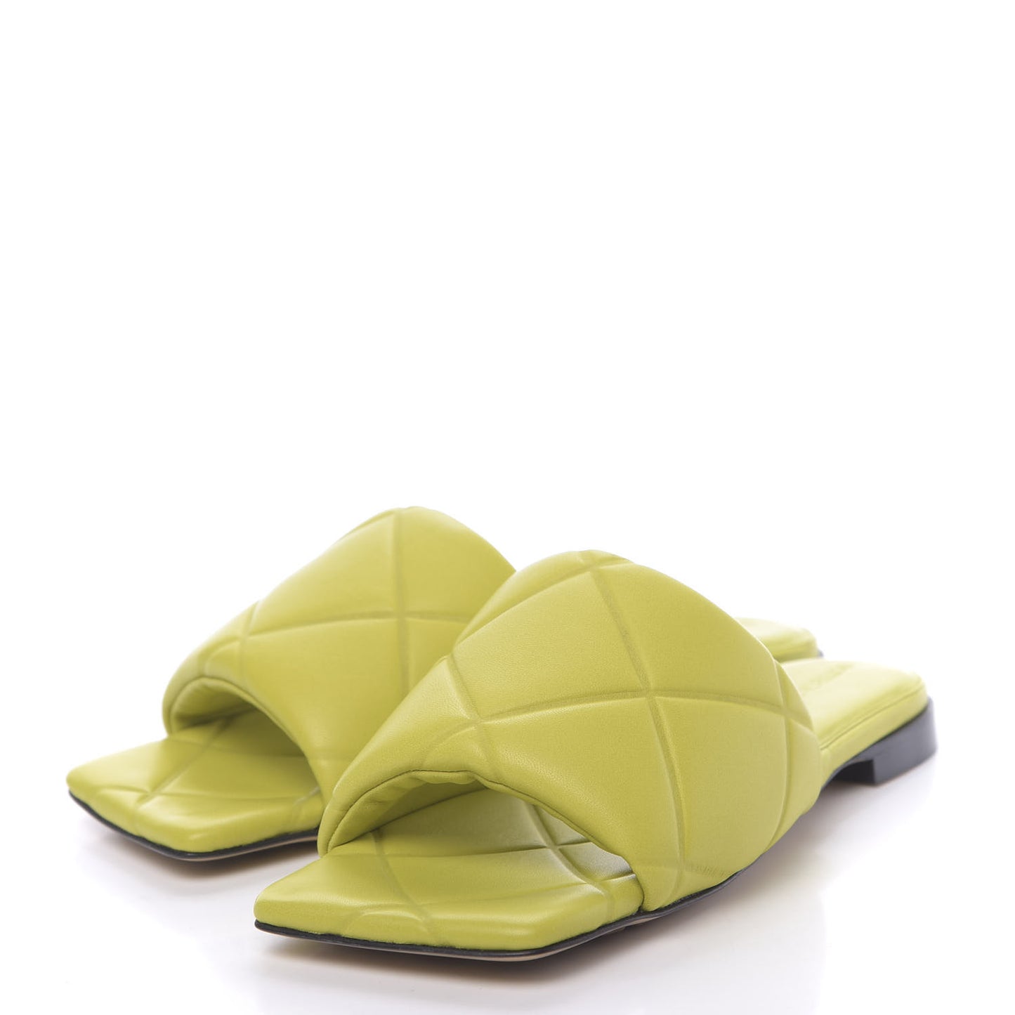 Nappa Quilted Rubber Lido Flat Sandals 36 Kiwi