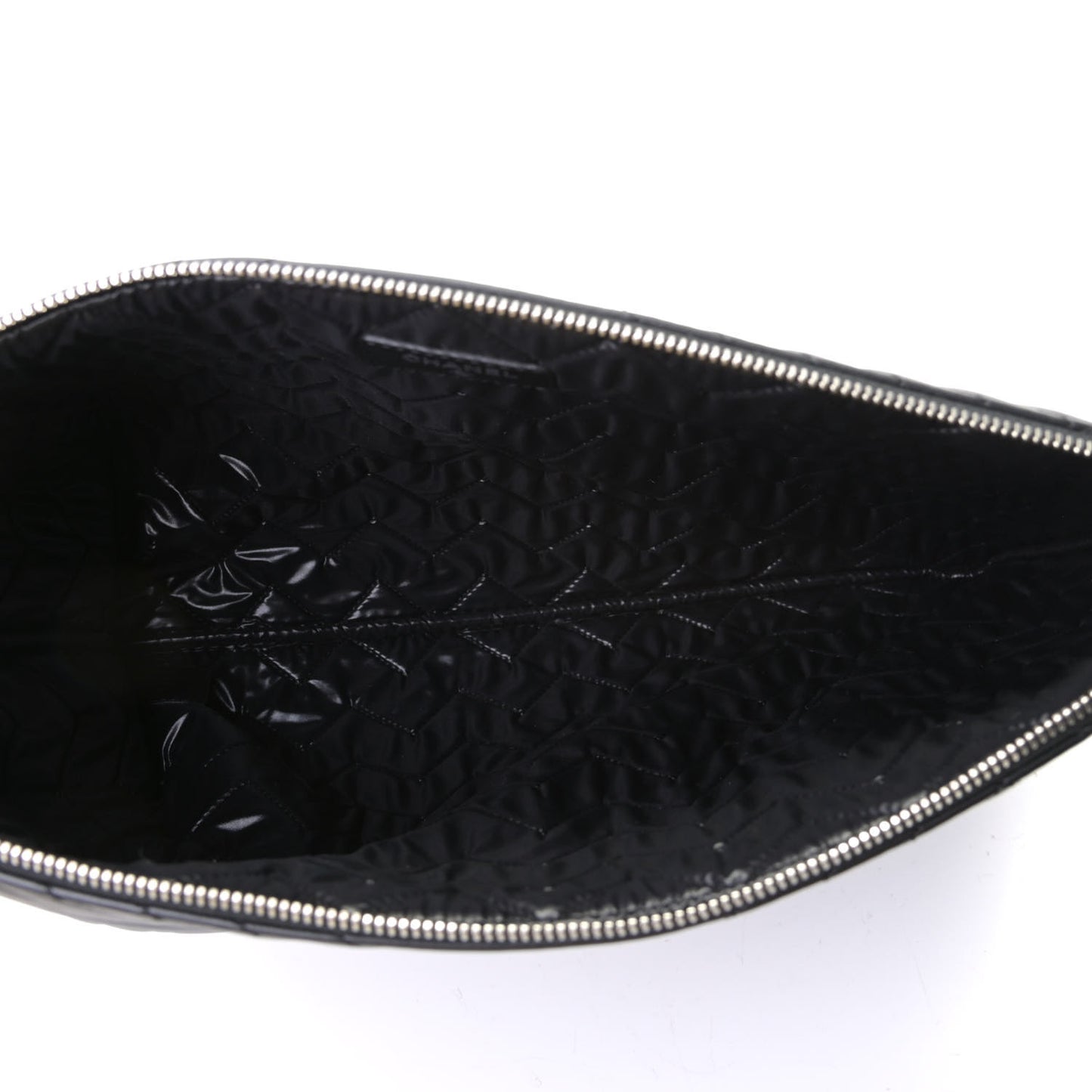 Lambskin Quilted Large Crossing Cosmetic Case Black