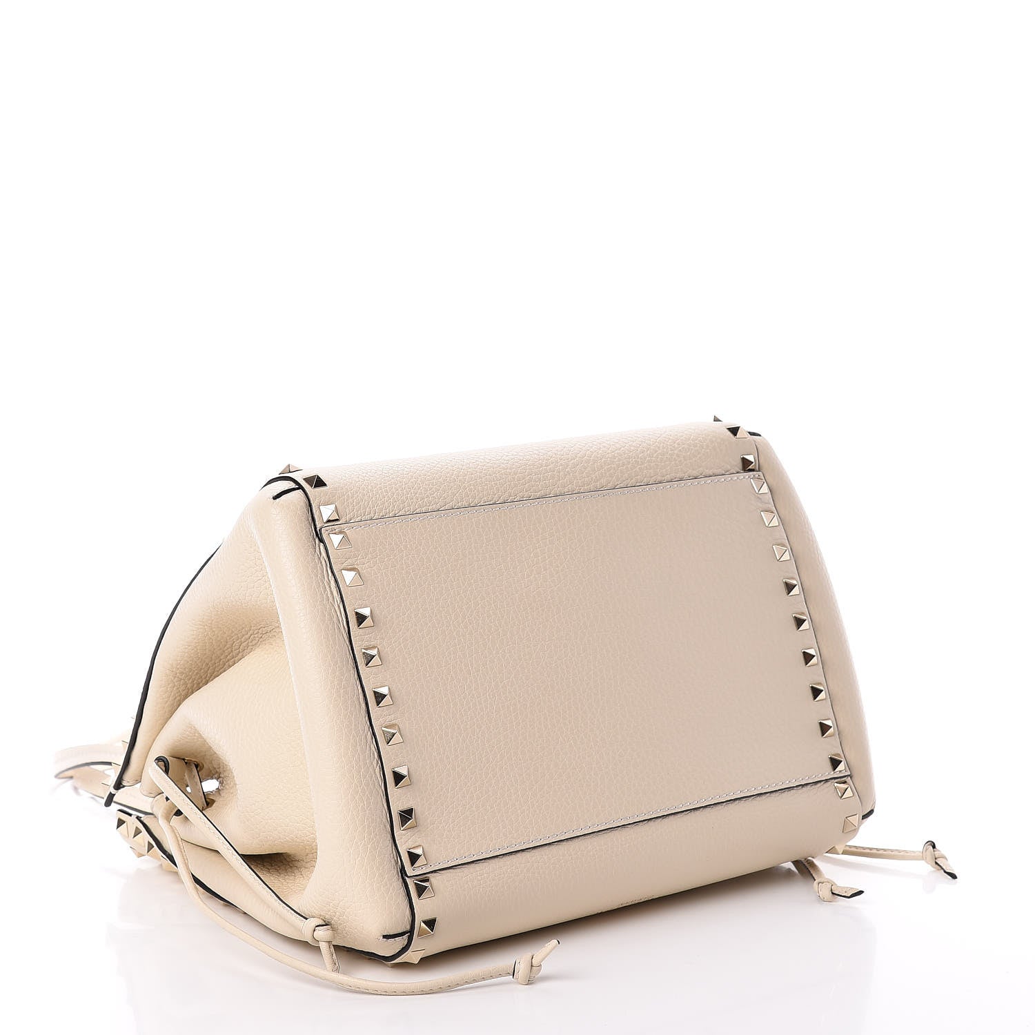 Valentino Garavani Pebbled Calfskin Rockstud Double Handle Cinch Tote Light Ivory 4 of 10
