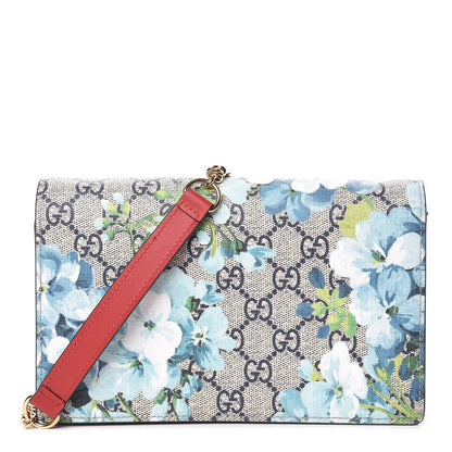 Gucci GG Supreme Monogram Blooms Chain Wallet Blue 1 of 9