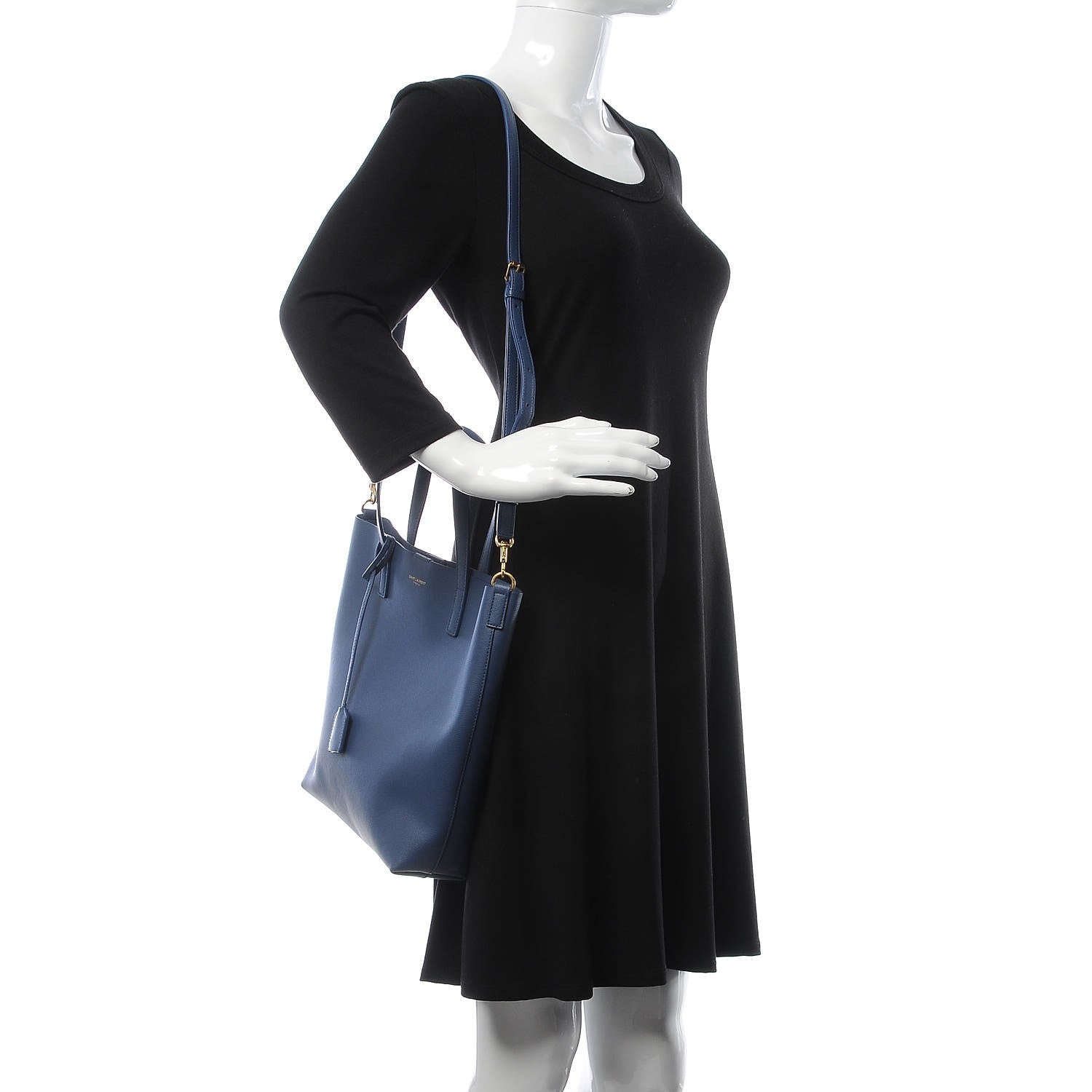 Saint Laurent Calfskin Toy Shopping Tote Denim 2 of 14