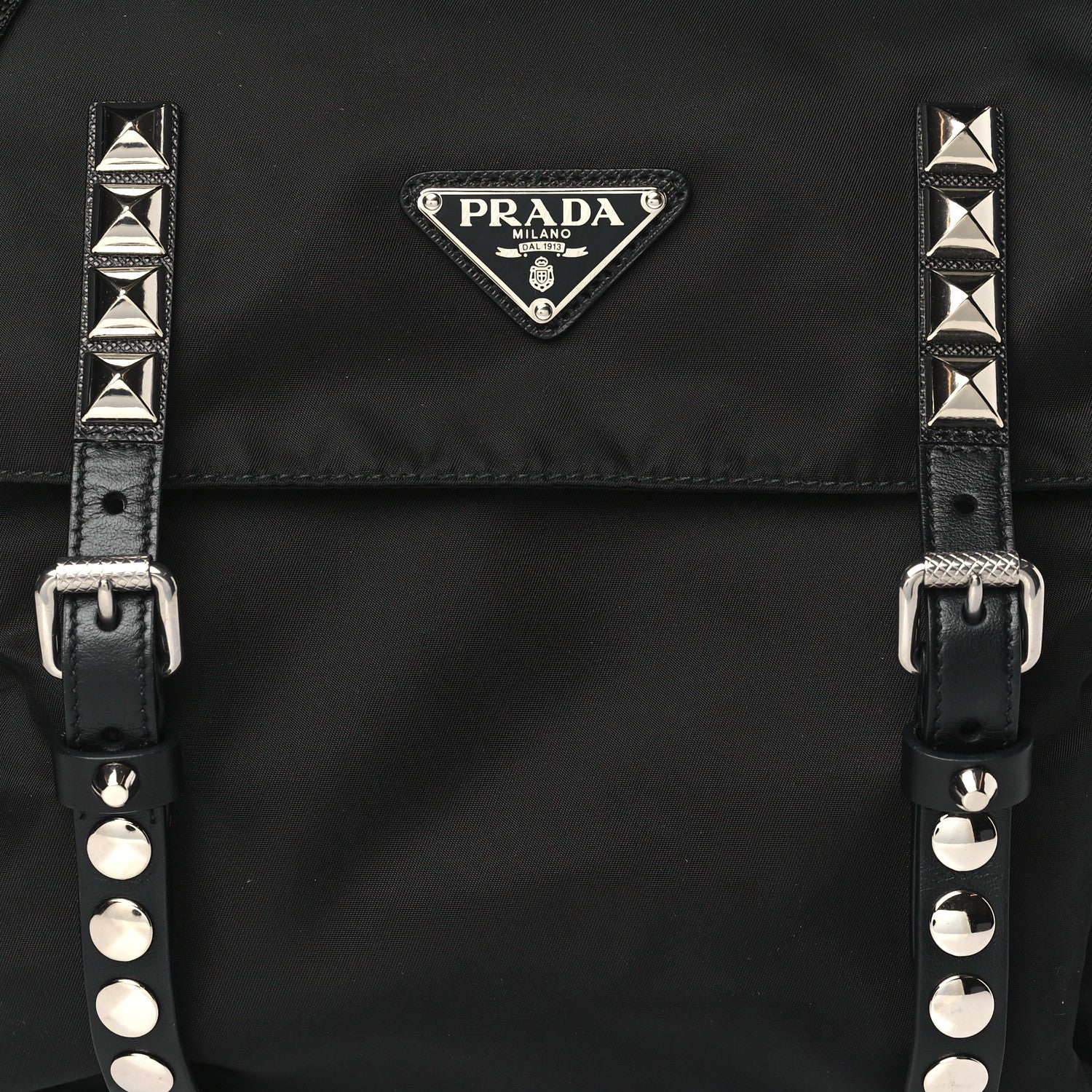 Prada Nylon New Vela Studded Messenger Bag Black 7 of 9