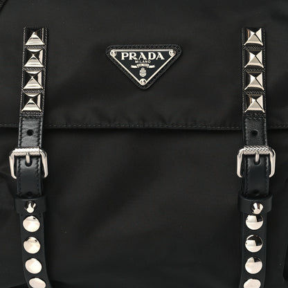 Prada Nylon New Vela Studded Messenger Bag Black 7 of 9