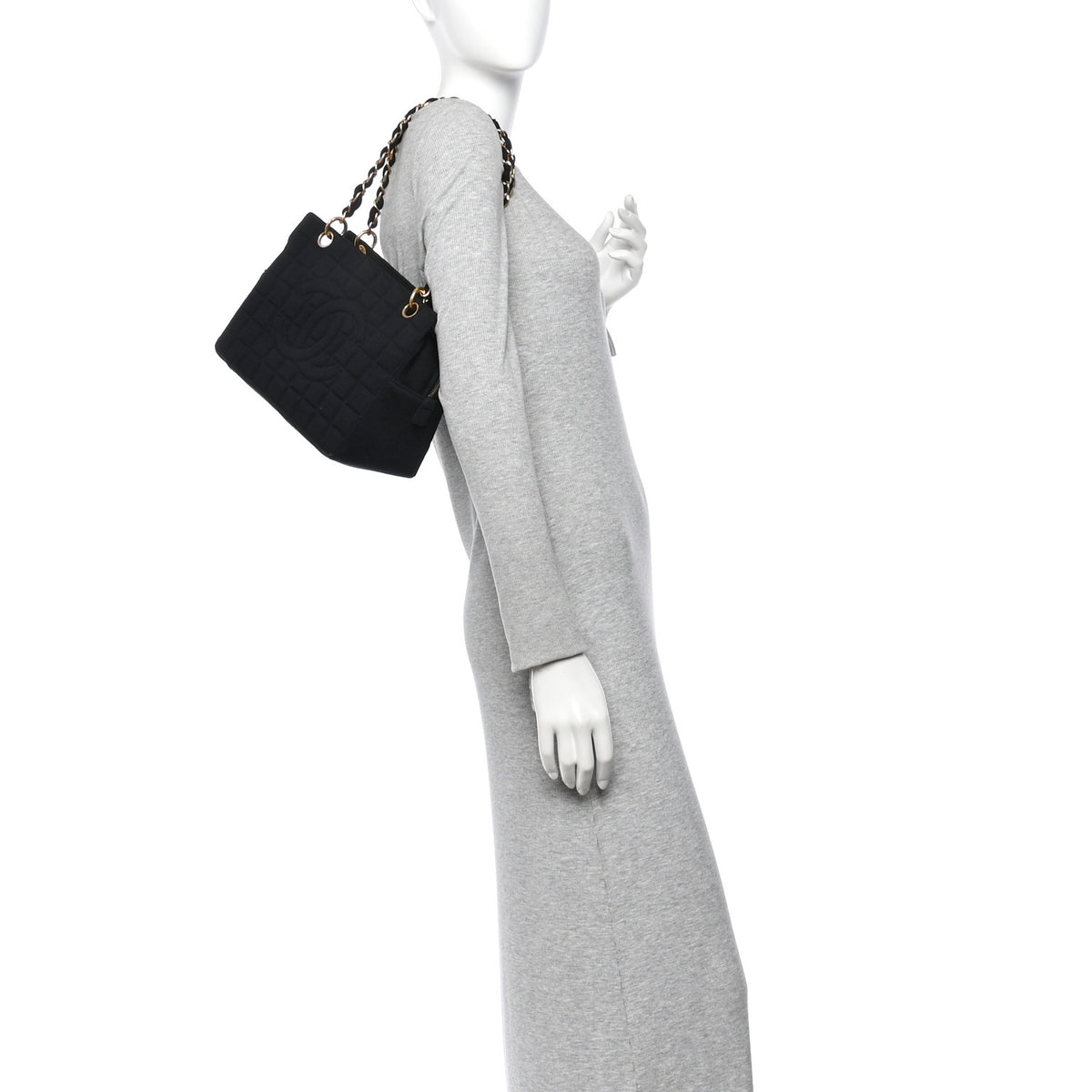 Chanel Jersey Quilted Petite Timeless Tote PTT Black 2 of 11