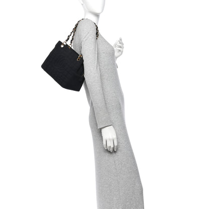 Chanel Jersey Quilted Petite Timeless Tote PTT Black 2 of 11