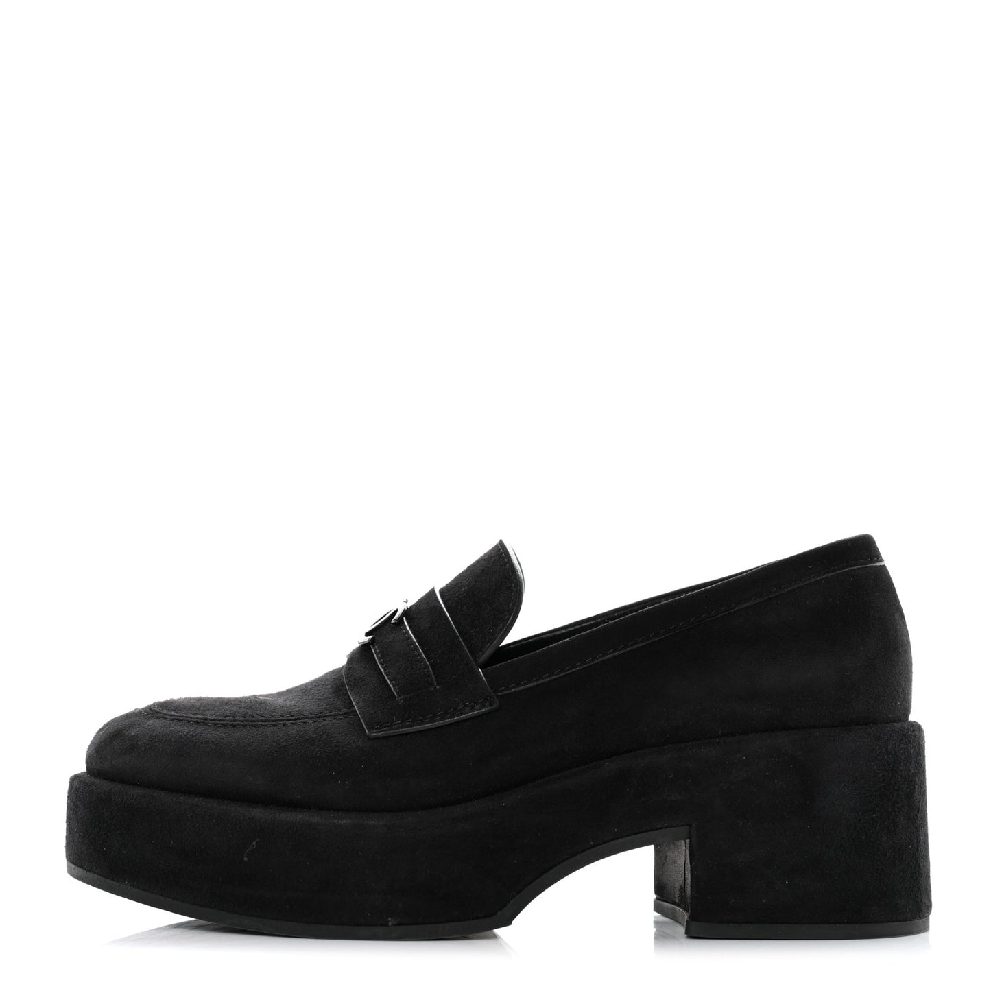 Suede CC Platform Loafers 38 Black
