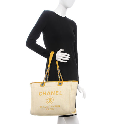 Chanel Woven Straw Raffia Small Deauville Tote Yellow 2 of 7