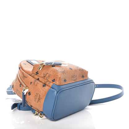 MCM Visetos X-Mini Stark Backpack Cognac Blue 4 of 9
