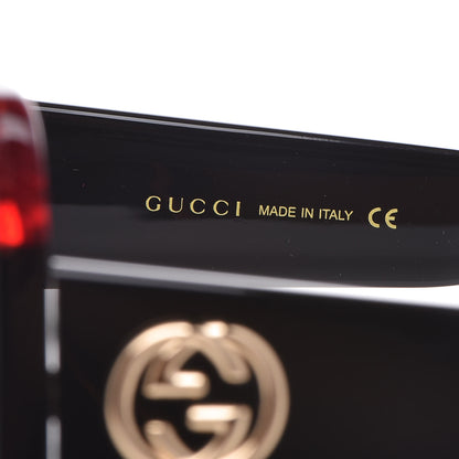 Gucci Square Frame GG0083S Sunglasses Glitter Red Black Green 6 of 7