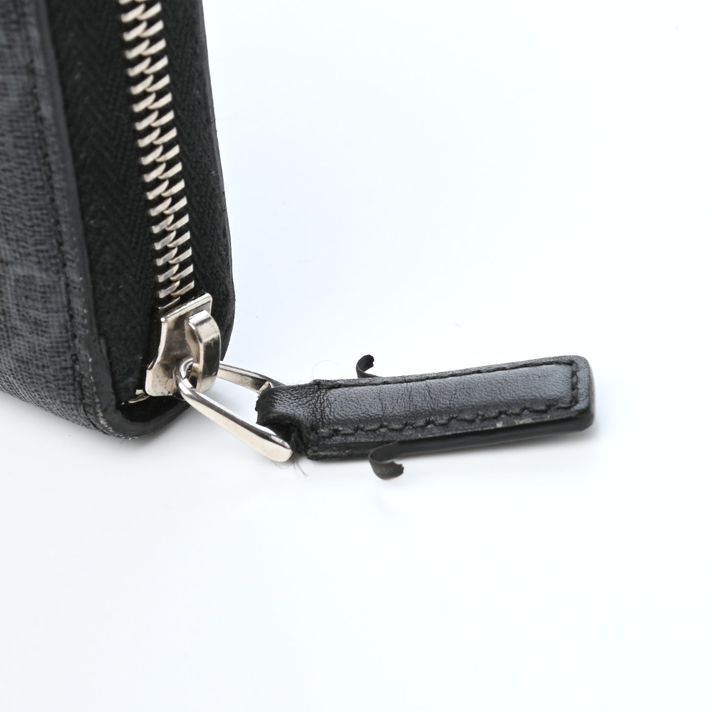 GG Supreme Monogram Web Zip Around Wallet Black Grey