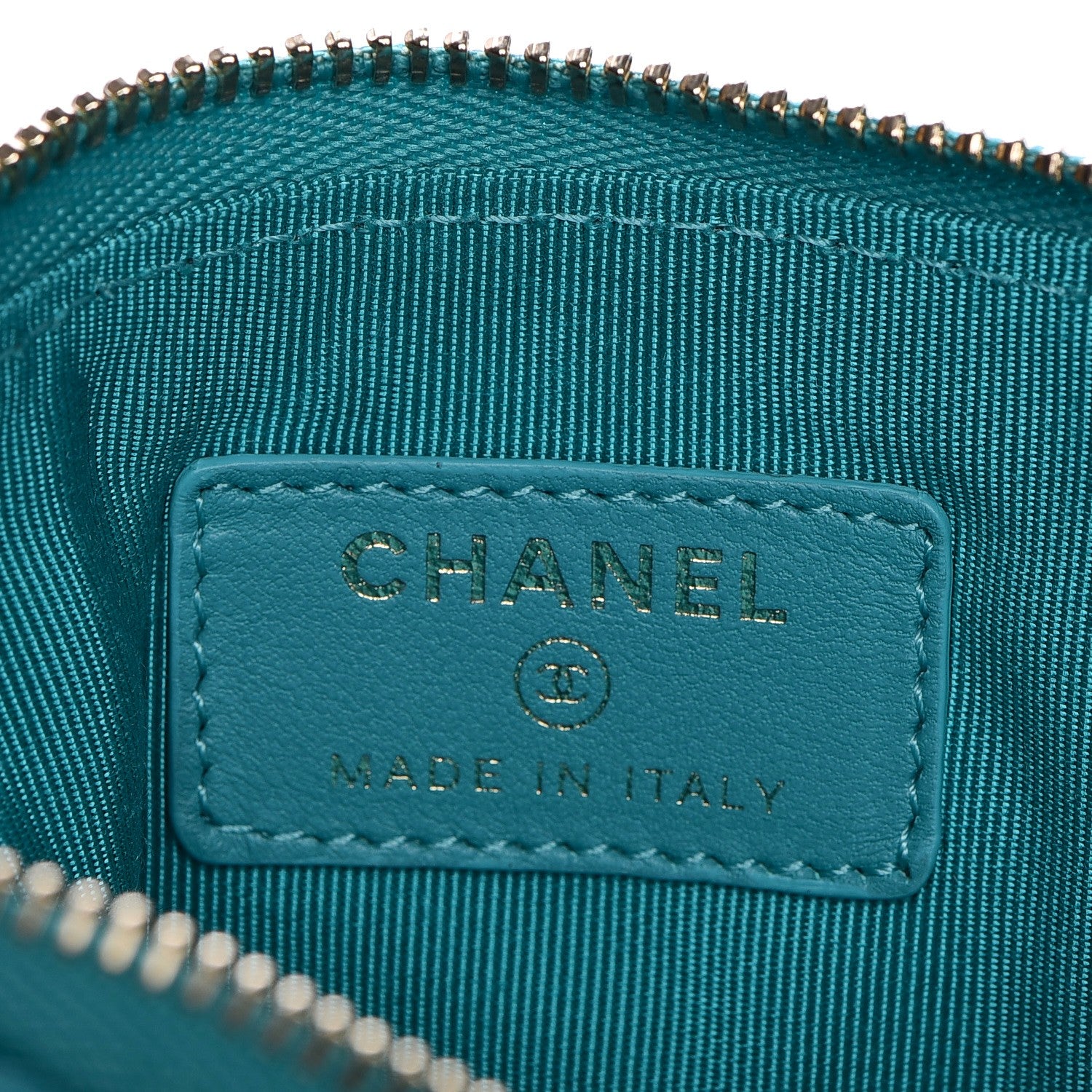 Chanel Lambskin Quilted Small Cosmetic Case Turquoise 6 of 7