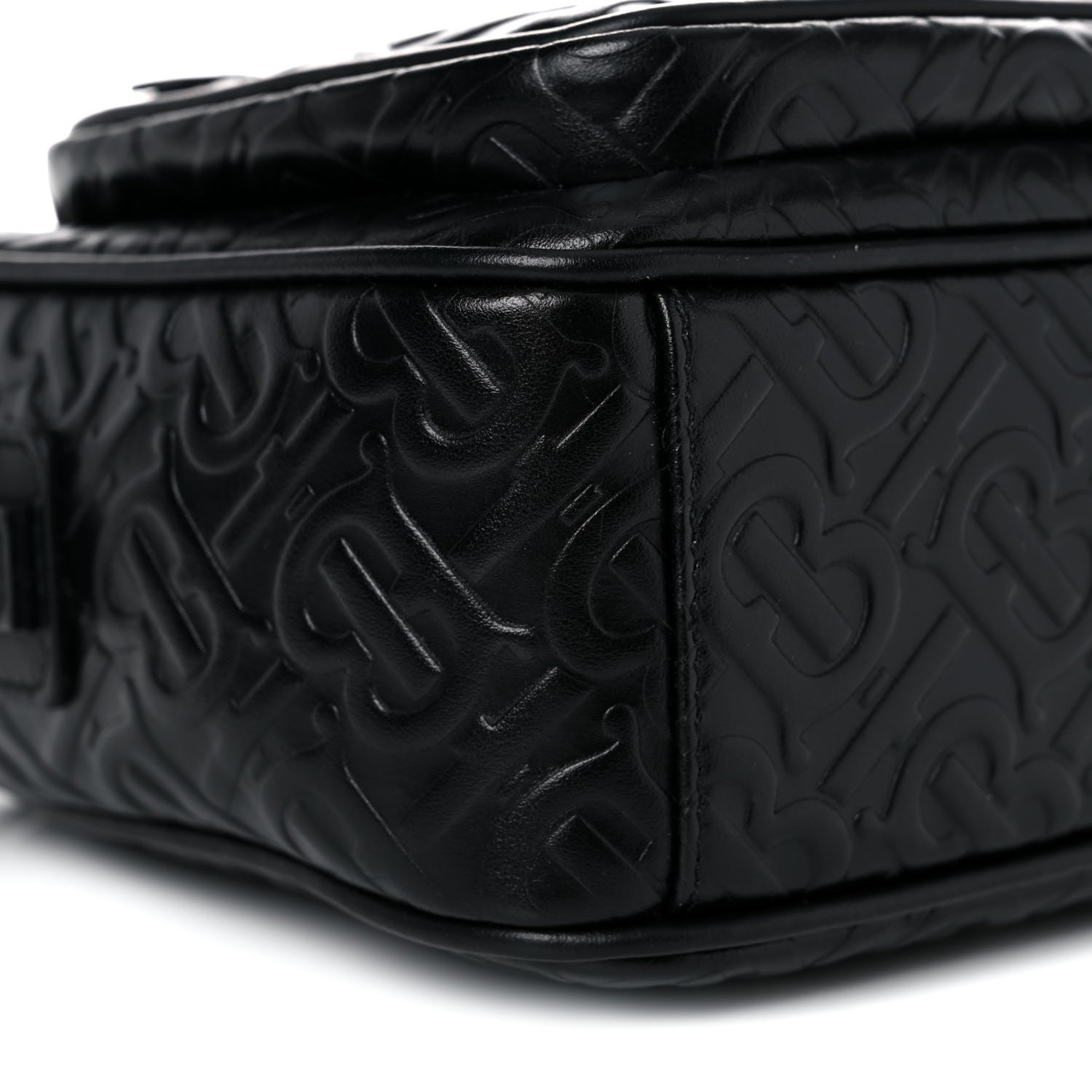 Burberry Calfskin Embossed Monogram Small Camera Bag Black 7 of 9