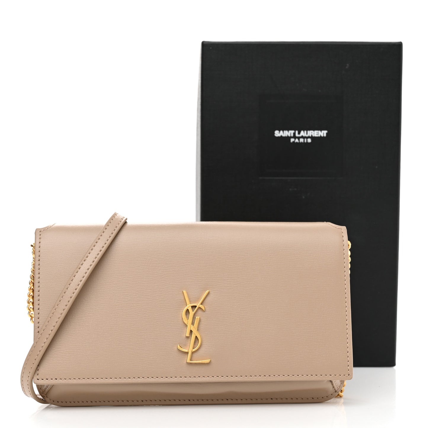 Smooth Calfskin Monogram Phone Holder Crossbody Dark Beige