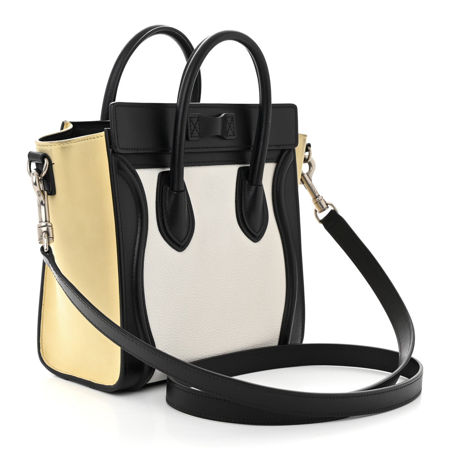 Grained Baby Calfskin Nubuck Nano Tri-Color Luggage White