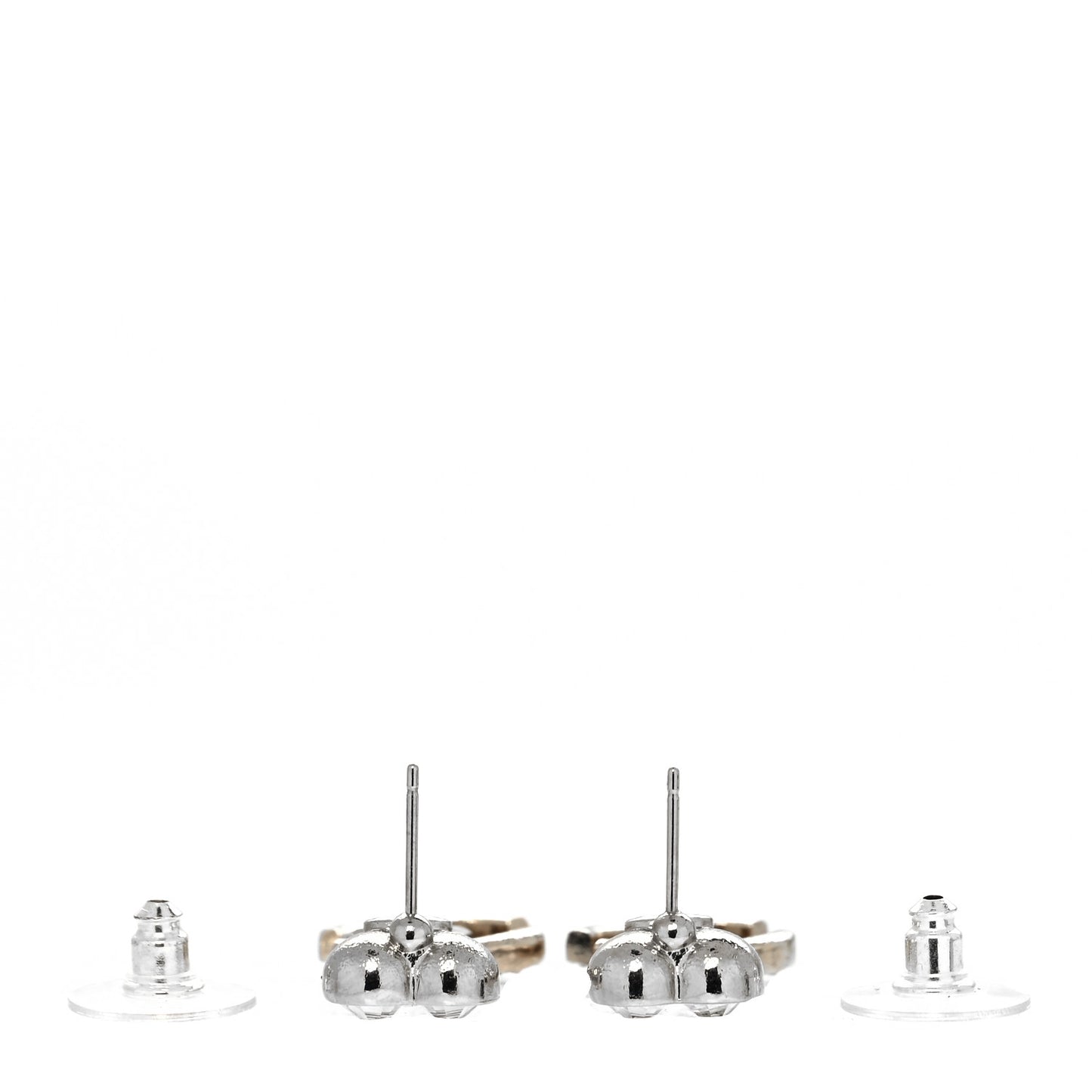 Crystal CC Heart Drop Earrings Gold Silver