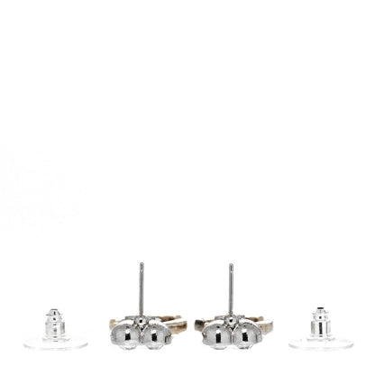 Chanel Crystal CC Heart Drop Earrings Gold Silver 3 of 4