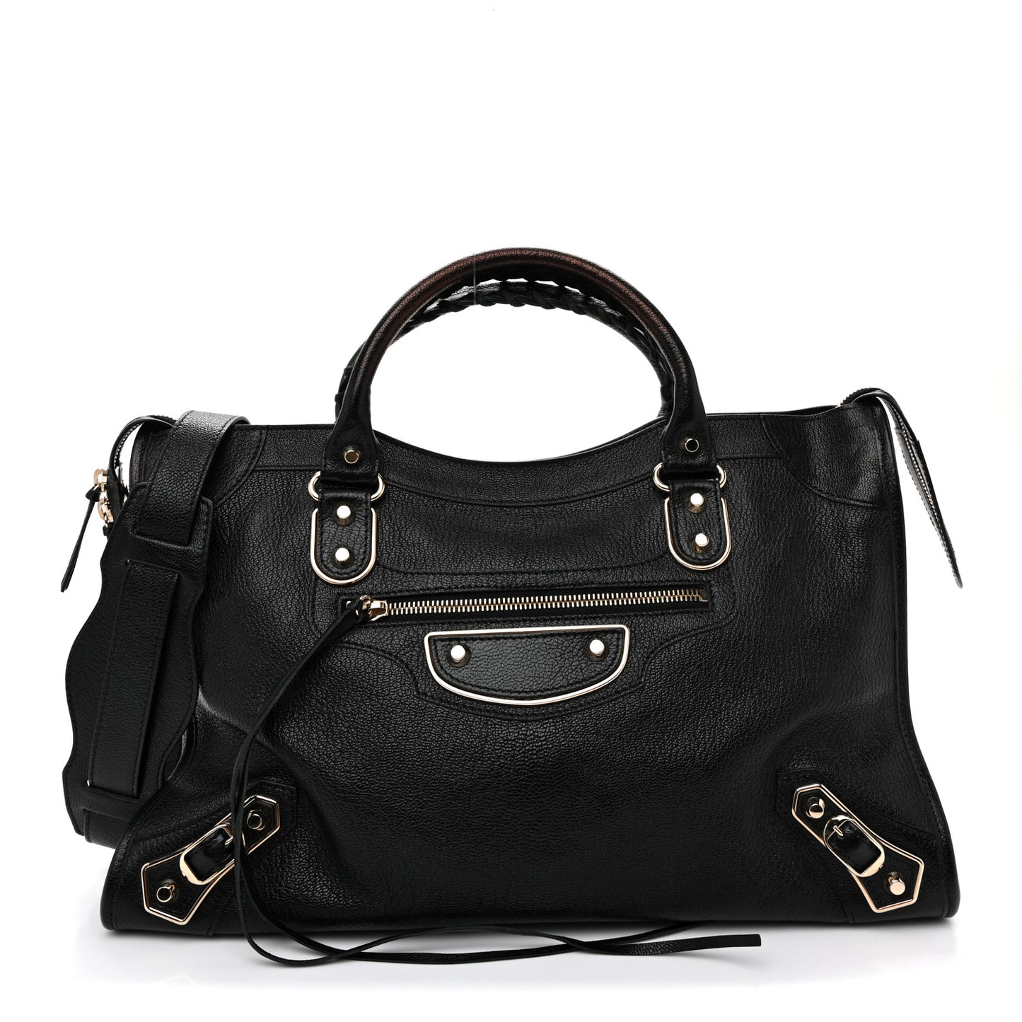 Chevre Gold Metallic Edge Hardware City Black Black