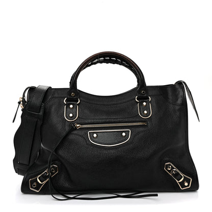 Balenciaga Chevre Gold Metallic Edge Hardware City Black Black 1 of 12