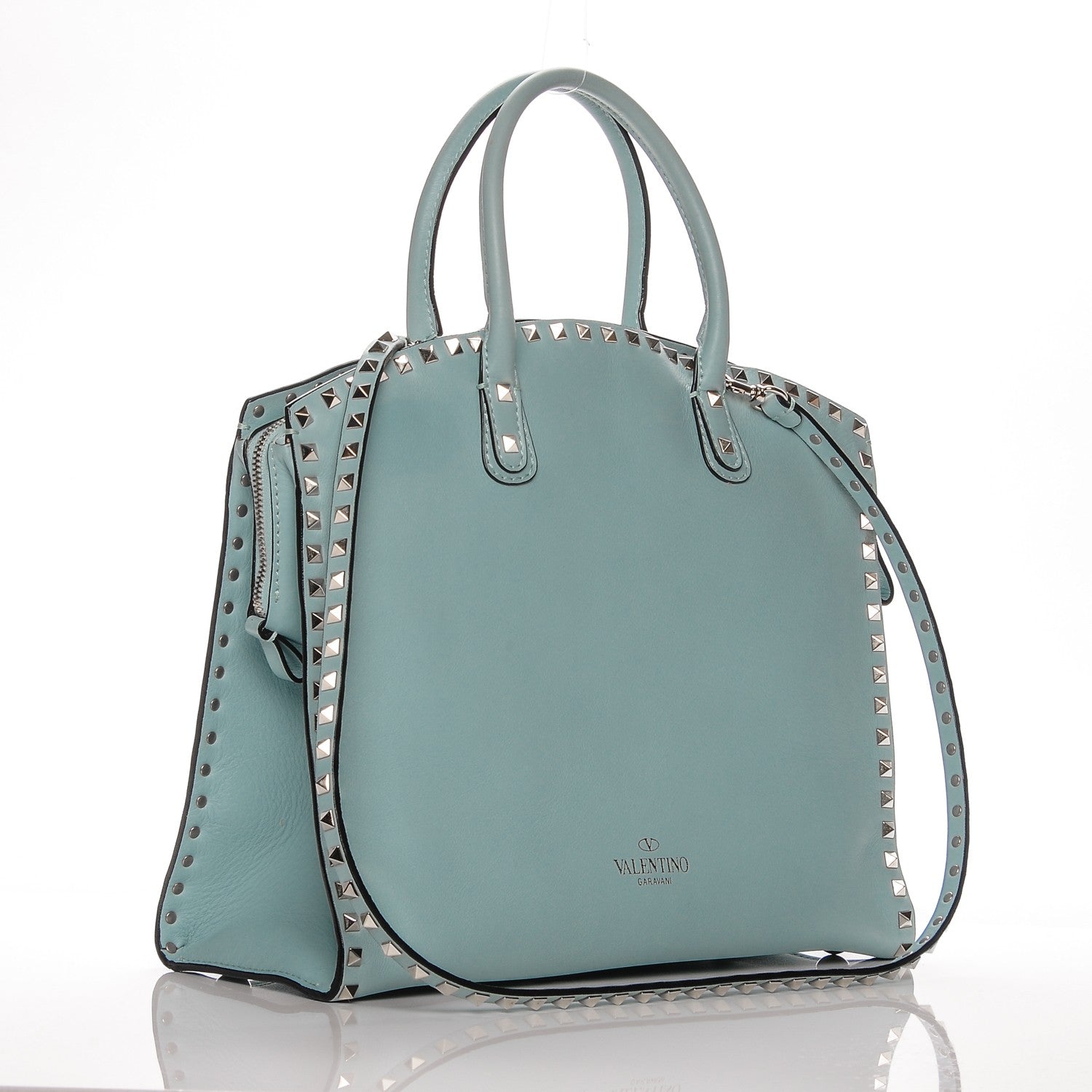 Valentino Garavani Vitello Rockstud Dome Shopper Baby Blue 3 of 8