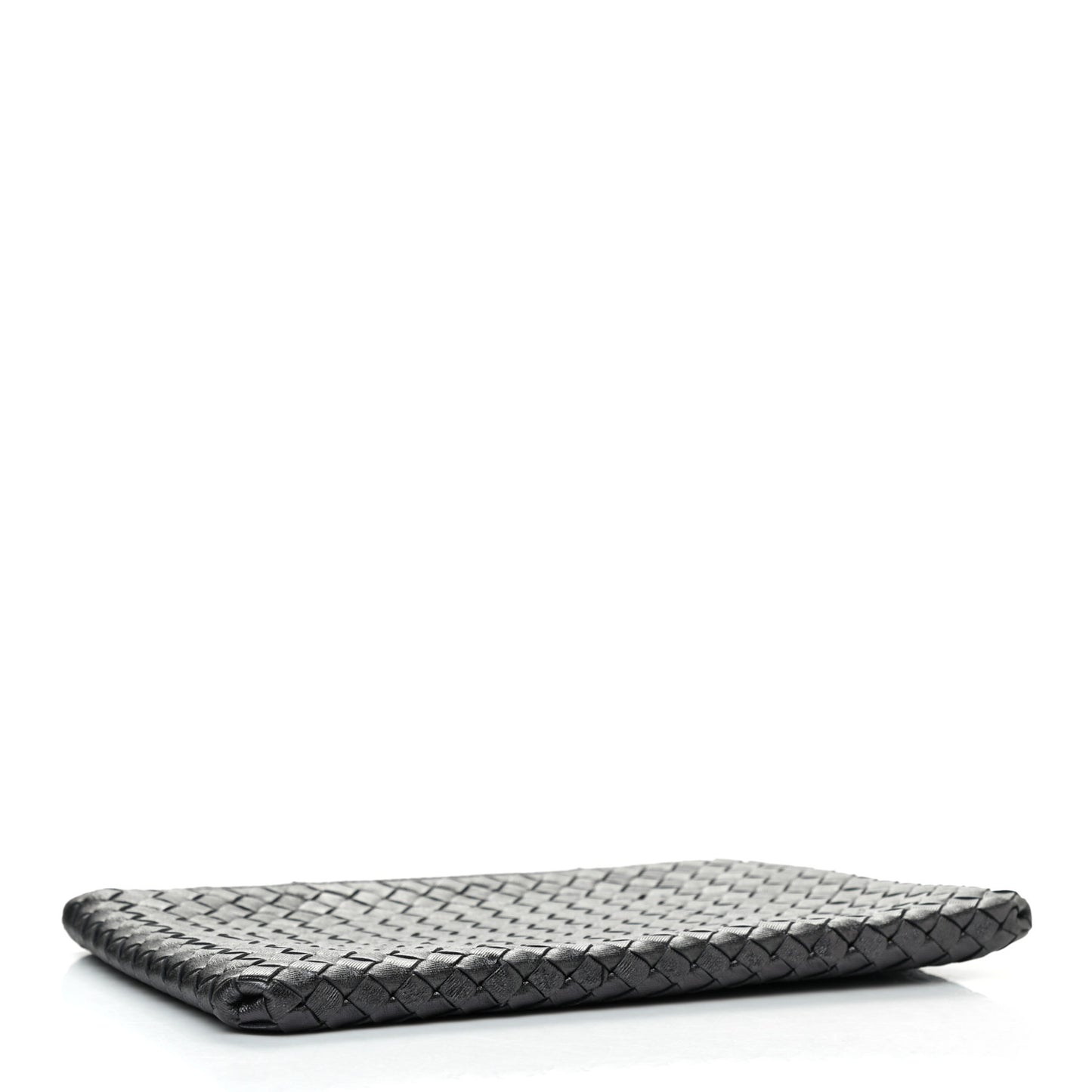 Nappa Intrecciato Large Flat Zip Biletto Pouch Black