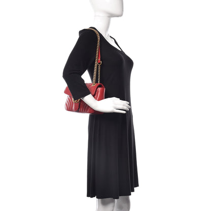 Gucci Calfskin Matelasse Small GG Marmont Shoulder Bag Hibiscus Red 3 of 10
