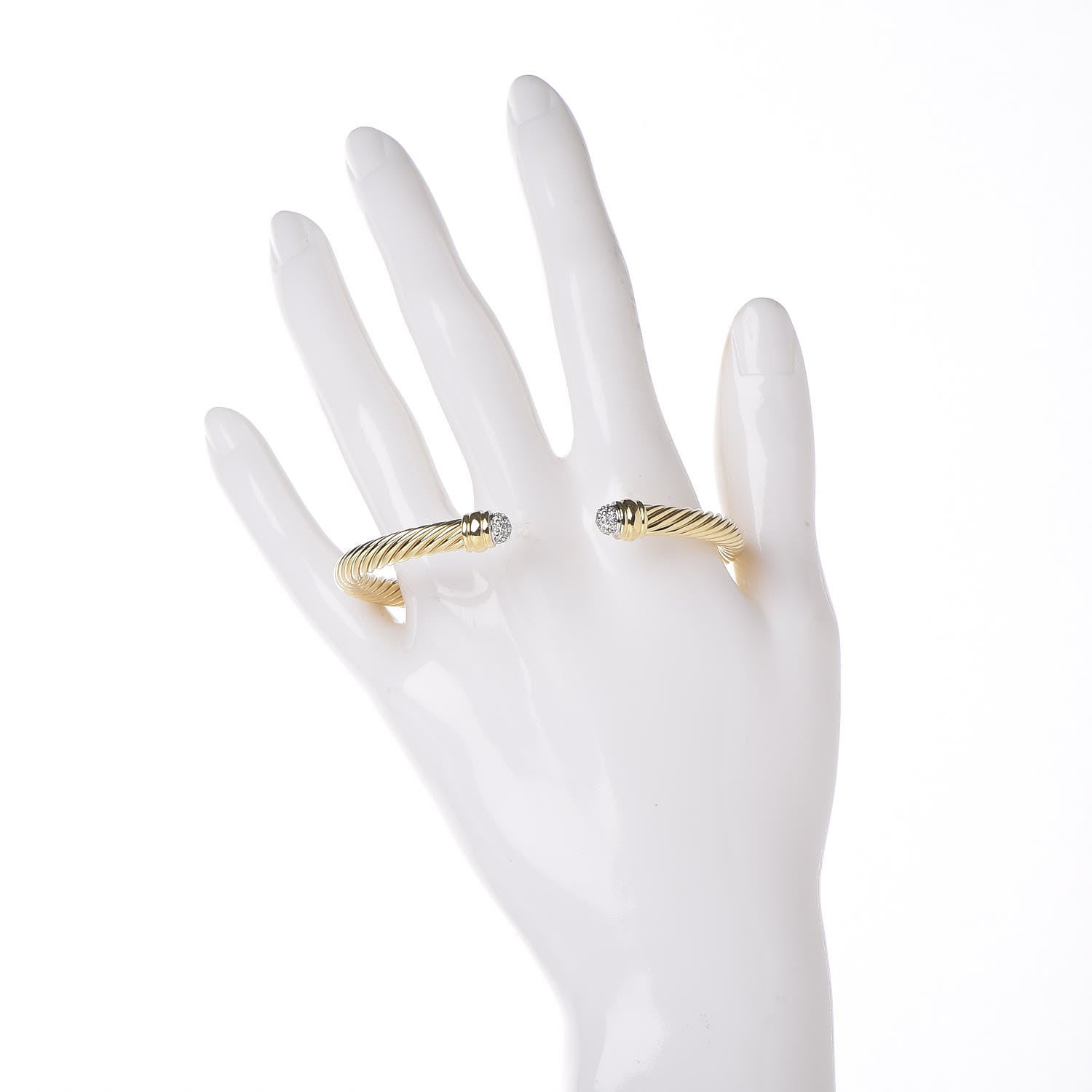David Yurman 18K Yellow Gold Pave Diamond 5mm Cable Classics Bracelet 2 of 5