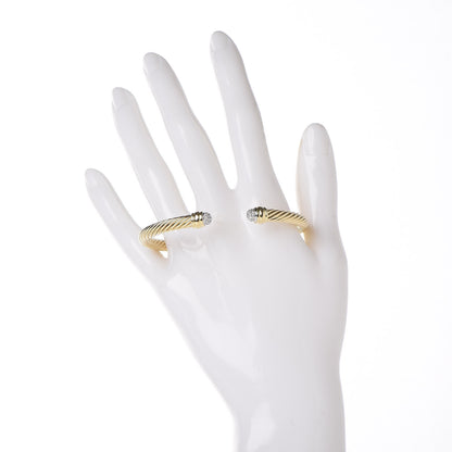 David Yurman 18K Yellow Gold Pave Diamond 5mm Cable Classics Bracelet 2 of 5