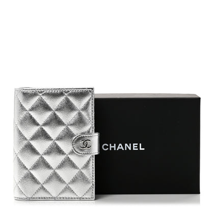 Chanel Metallic Caviar Quilted Passport Holder Silver 9 of 9