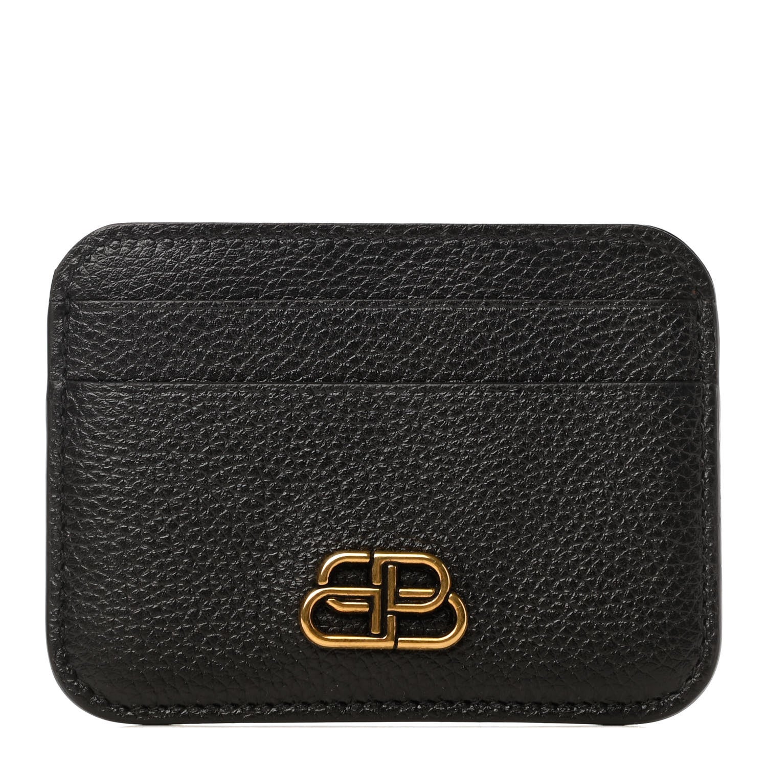 Balenciaga Grained Calfskin BB Card Holder Black 1 of 6