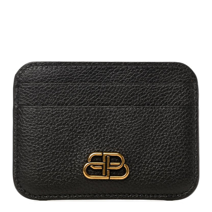 Balenciaga Grained Calfskin BB Card Holder Black 1 of 6