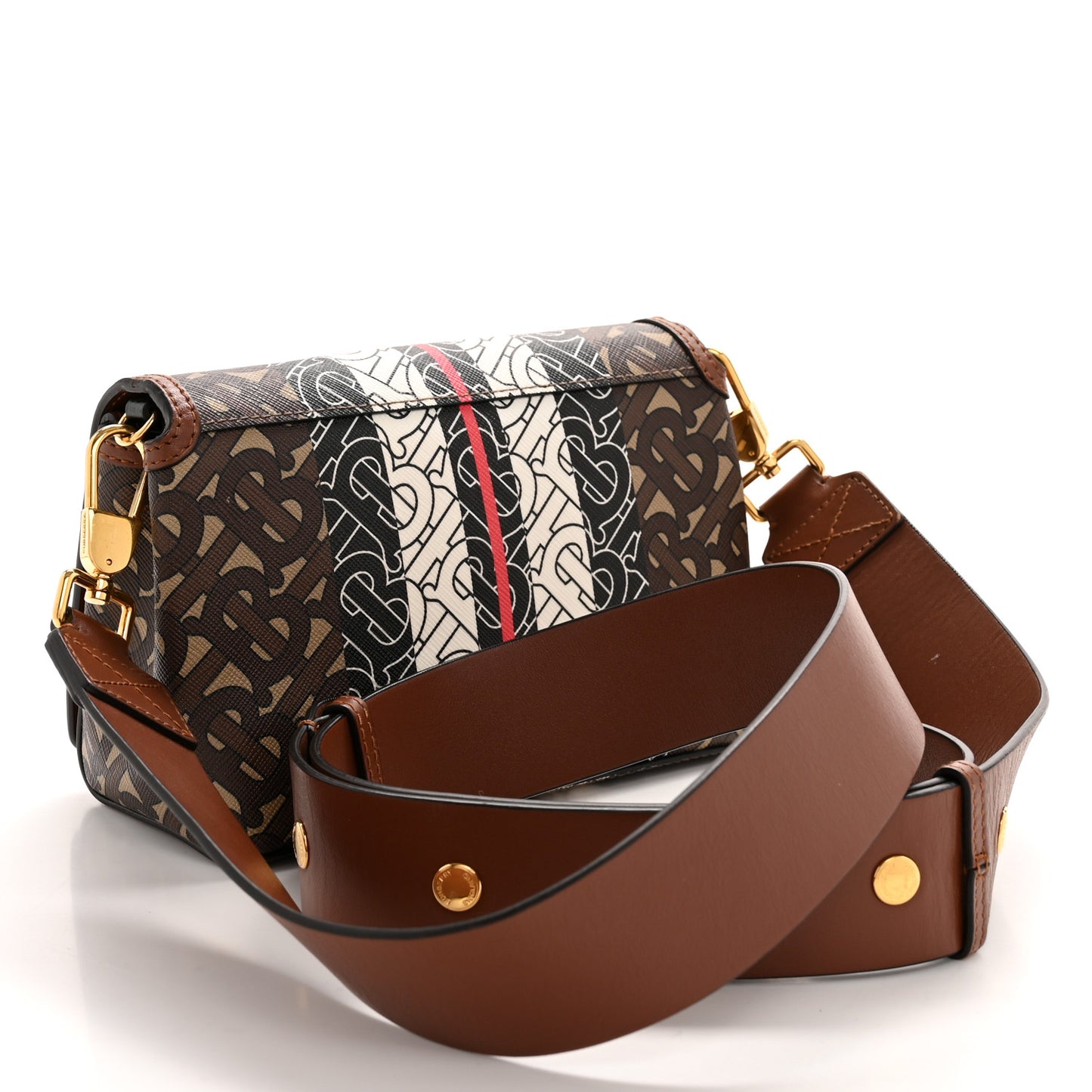 E-Canvas Monogram Stripe Hackberry Crossbody Bag Bridle Brown