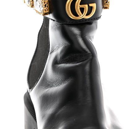 Gucci Calfskin Crystal GG Trip Chelsea Ankle Boots 37.5 Black 7 of 11