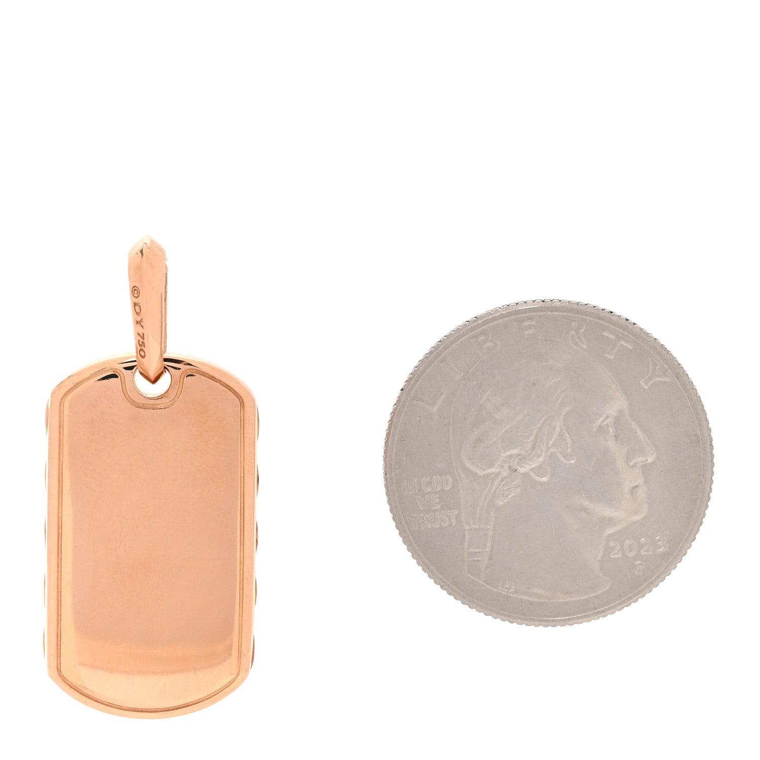 David Yurman 18K Rose Gold 27mm Chevron Dog Tag Pendant 2 of 4