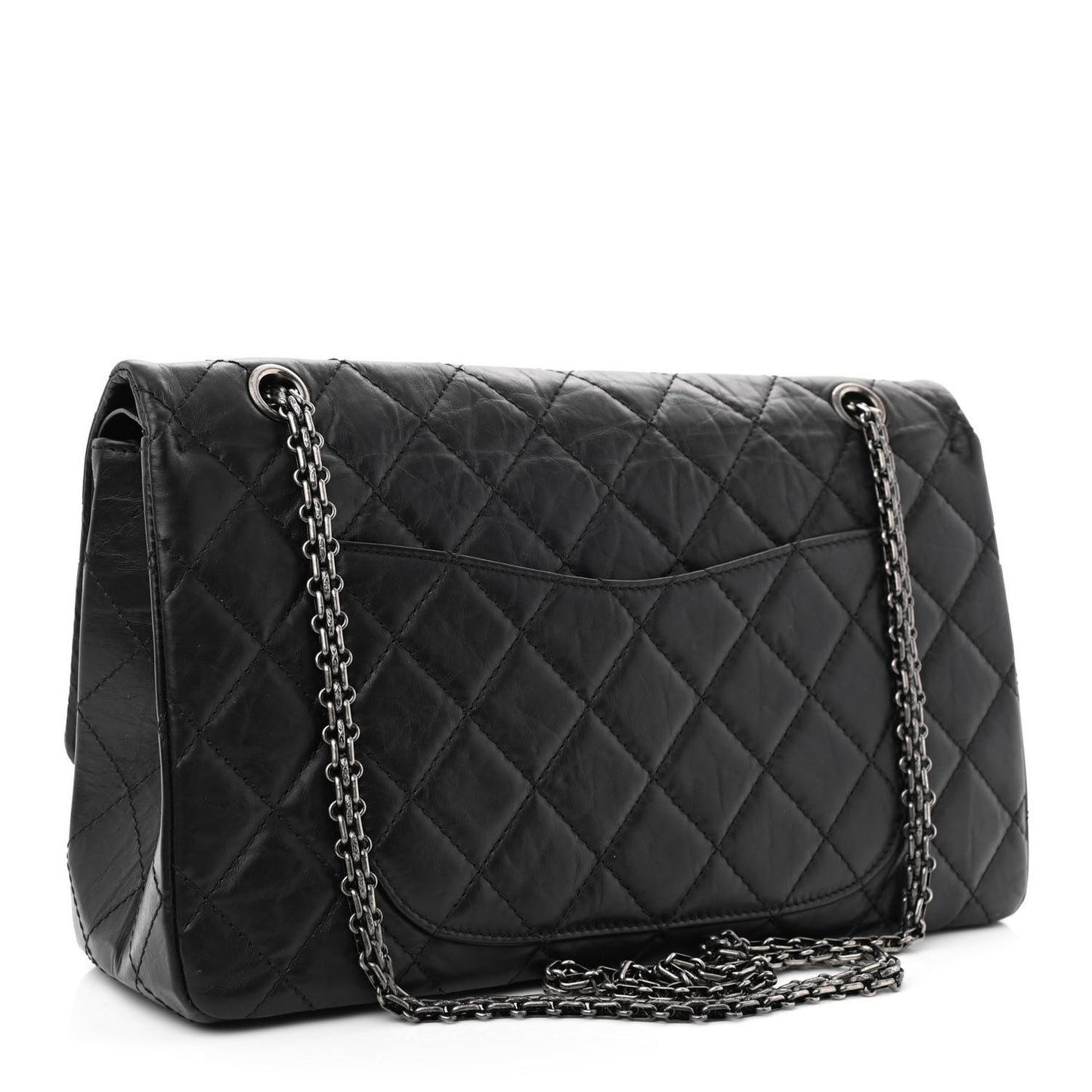 Aged Calfskin Quilted 2.55 Reissue 227 Flap Black