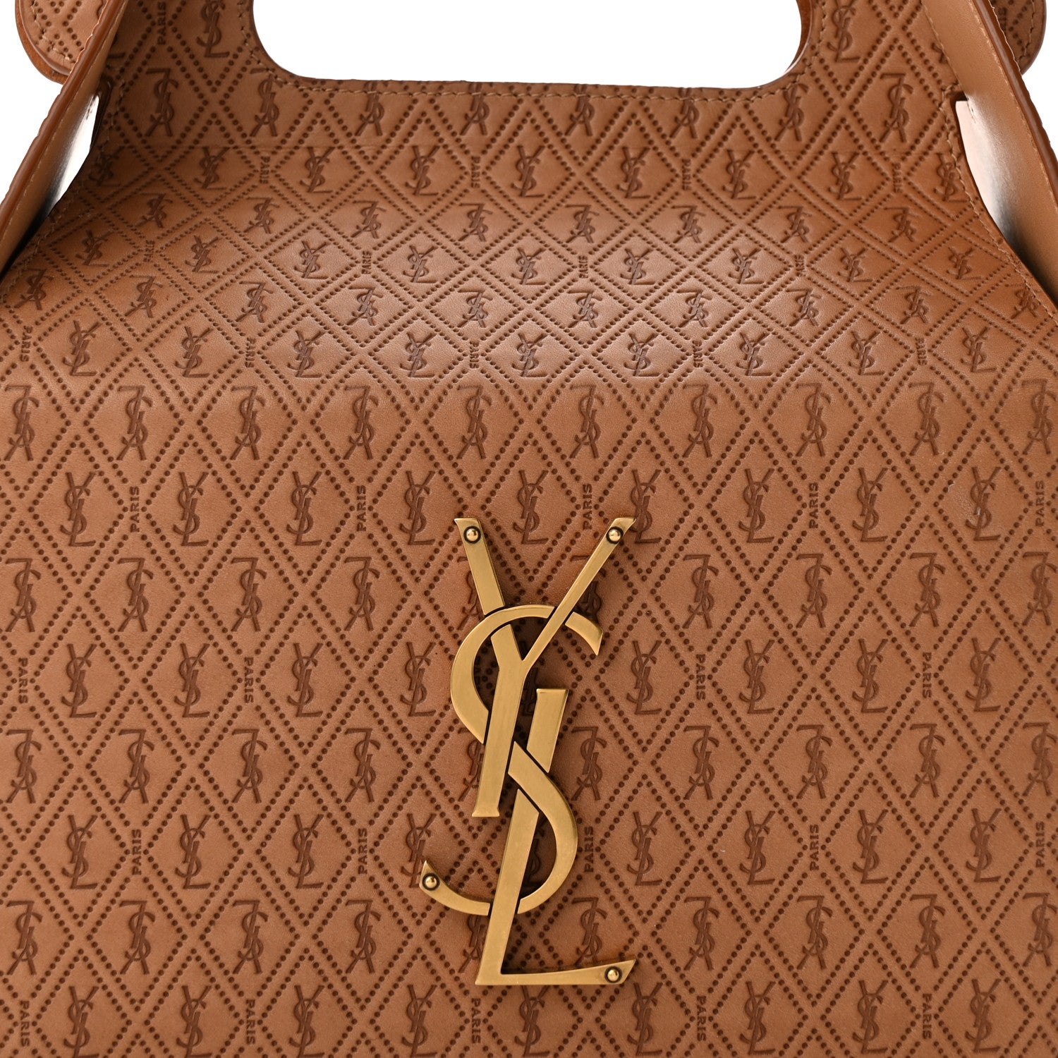 Saint Laurent Calfskin Monogram Take Away Box Dusty Vintage Brown Gold 7 of 10
