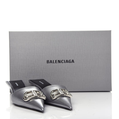 Balenciaga Calfskin BB Pointy Toe Mule 36 Gray 11 of 11
