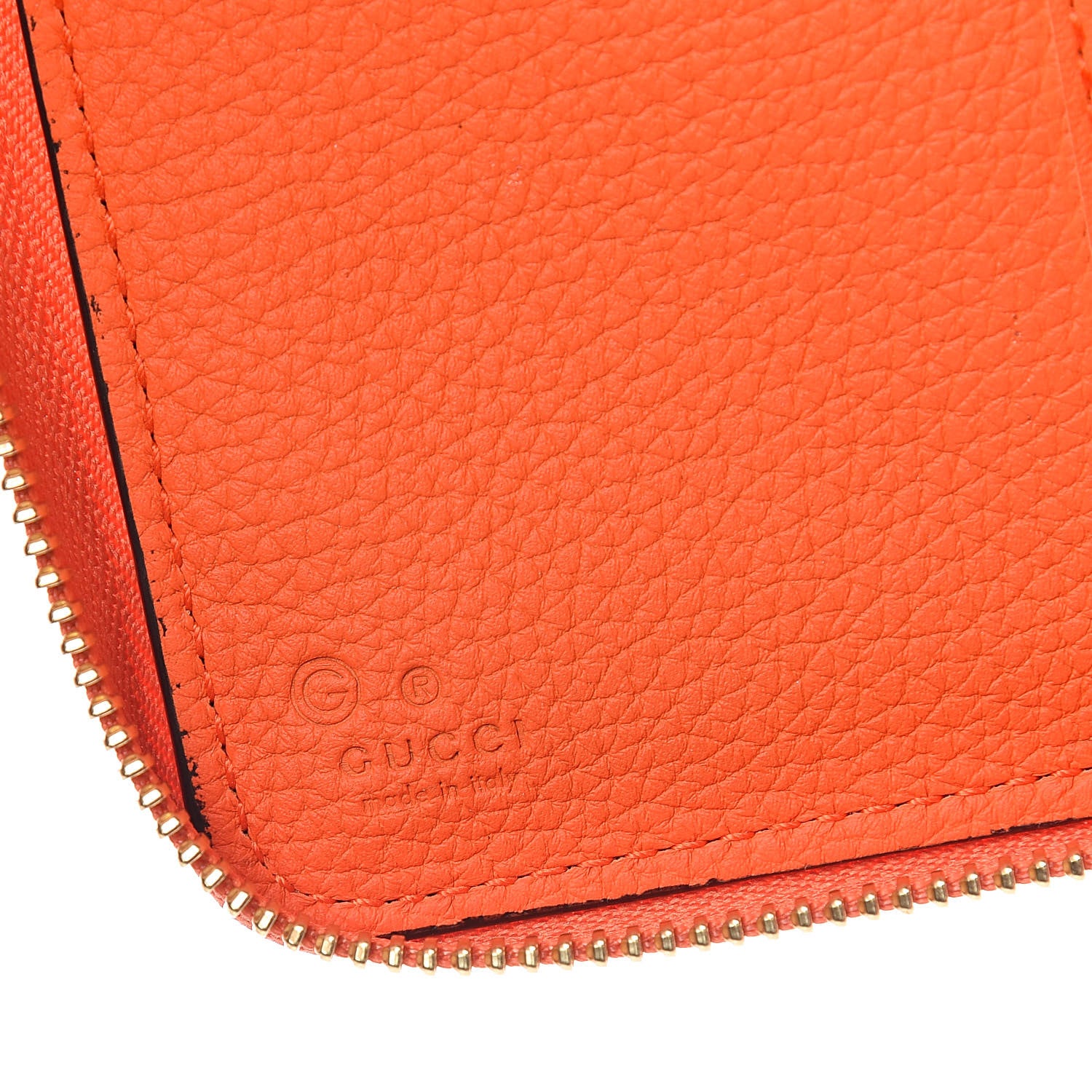 Gucci Pebbled Calfskin Zip Around Wallet Orange 6 of 8