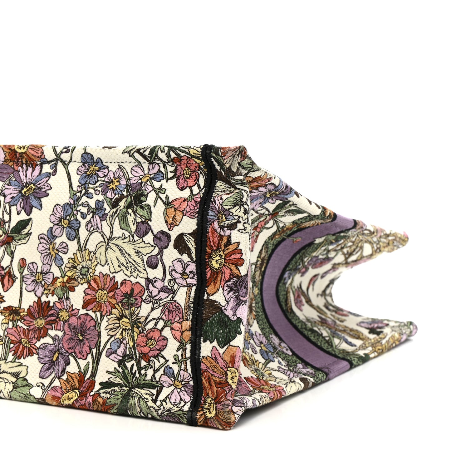 Canvas Embroidered Large 4 Saisons Hiver Soleil Book Tote  Lilac Multicolor