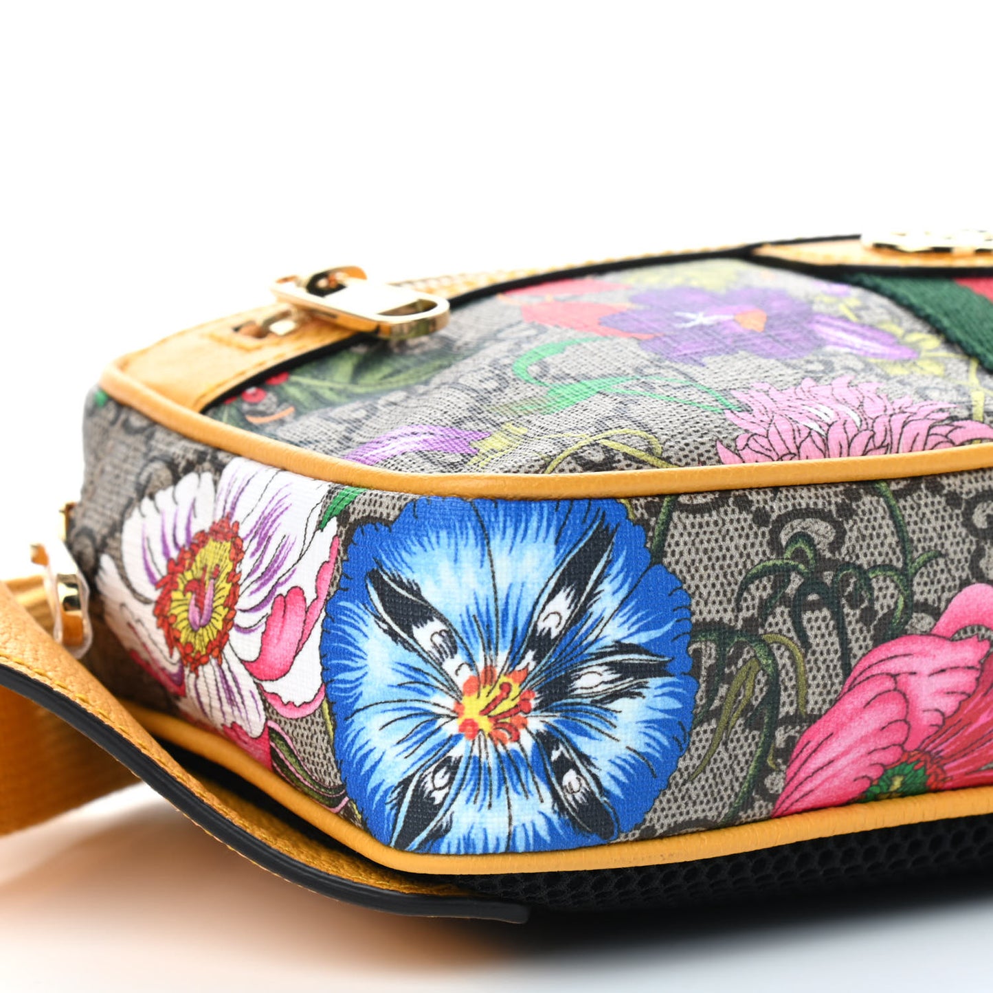 GG Supreme Monogram Flora Medium Ophidia Belt Bag Beige Multicolor Crop