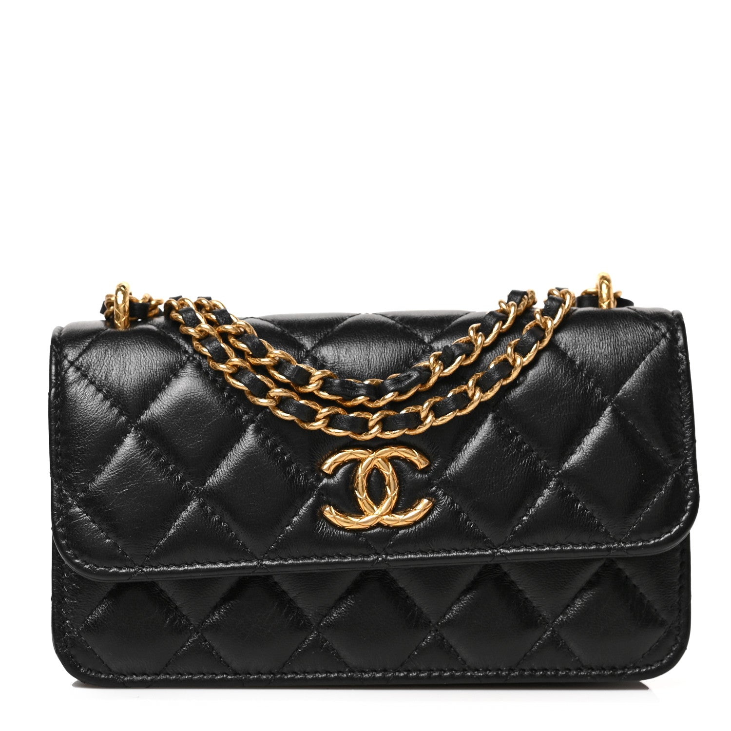 Chanel Lambskin Quilted Dynasty Flap Phone Holder With Chain Black 1 of 9