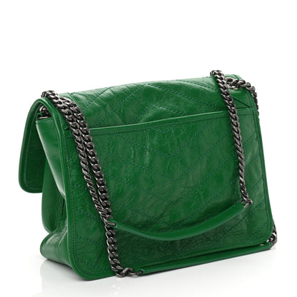 Saint Laurent Crinkled Calfskin Matelasse Monogram Medium Niki Chain Satchel New Vert Praire 2 of 10