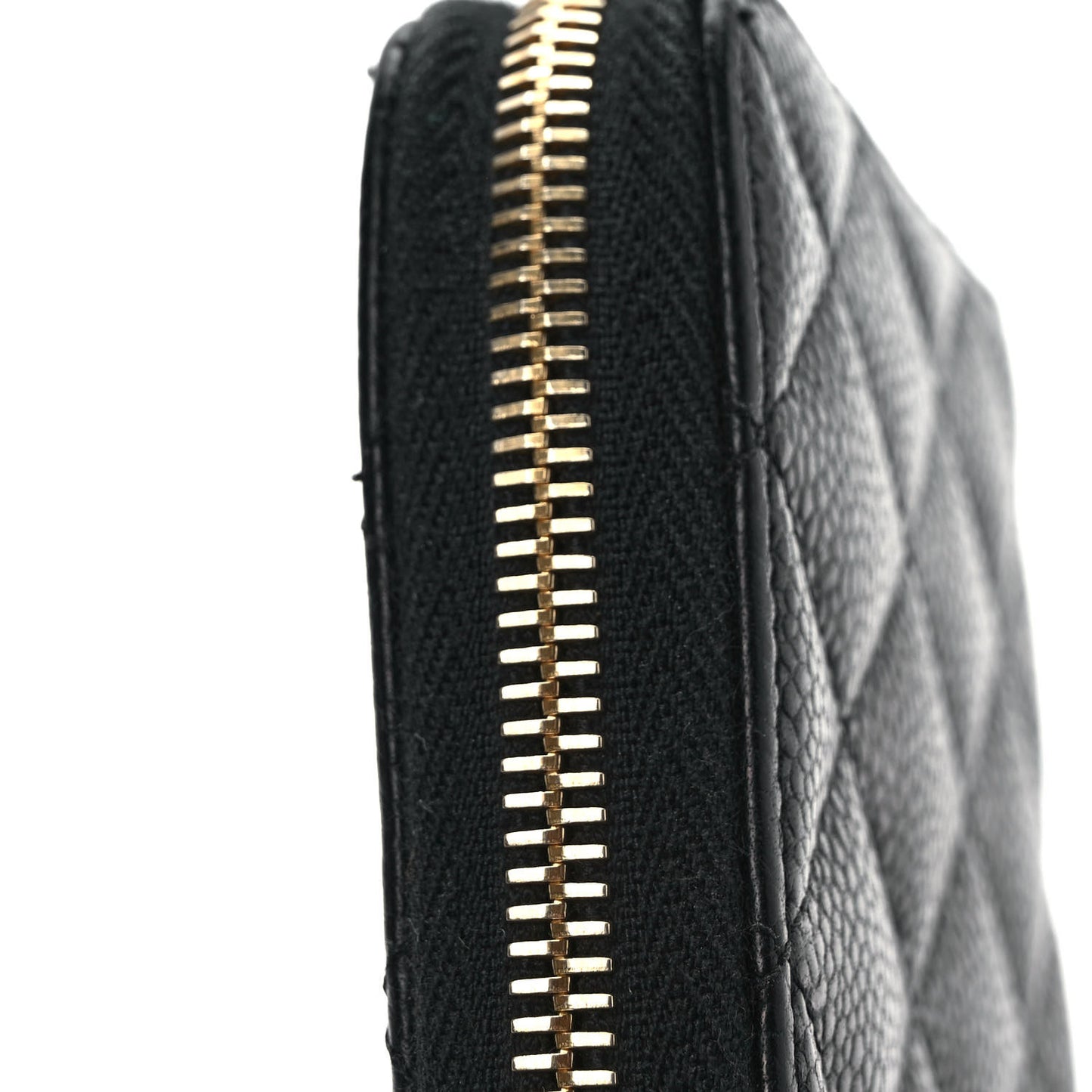 Caviar Quilted Large Gusset Zip Around Wallet Black