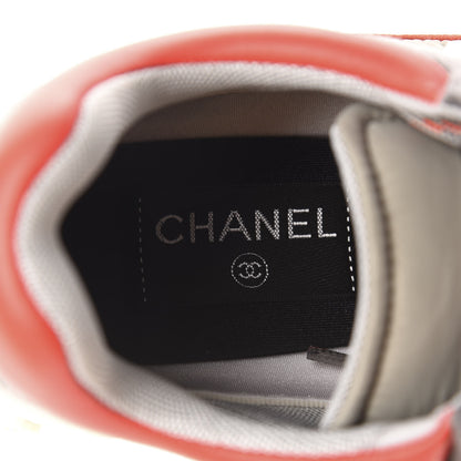 Chanel Wool Nylon Lambskin Suede Calfskin Womens Logo Sneakers 38.5 Grey Orange 8 of 10