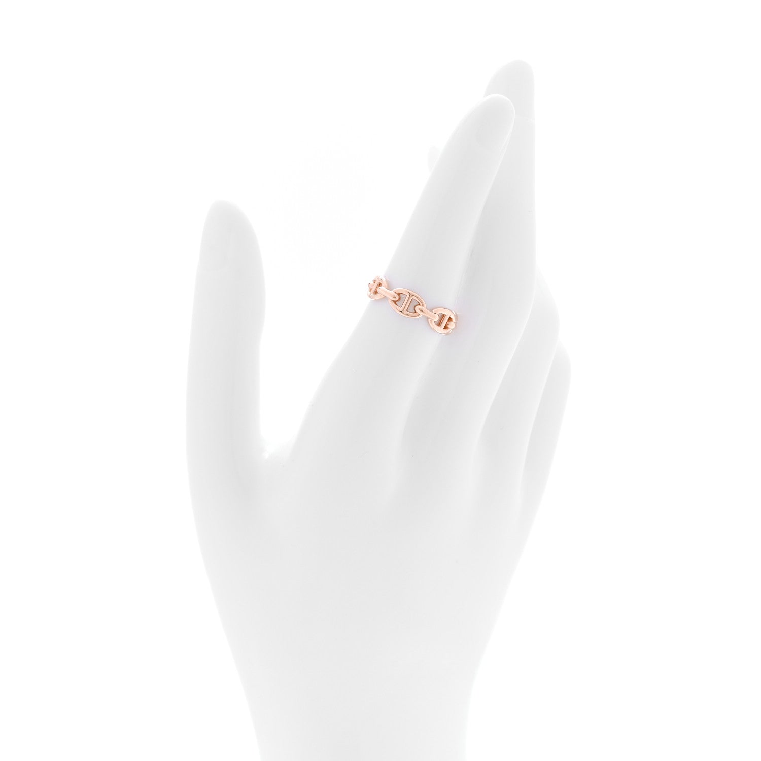 Hermes 18K Rose Gold PM Chaine d'Ancre Enchainee Ring 53 6.5 2 of 8