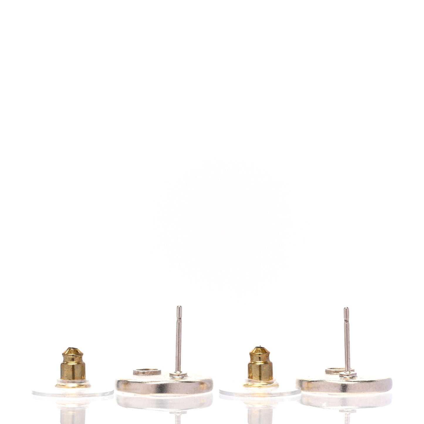 Metal Round CC Earrings Gold