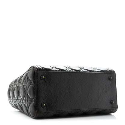 Christian Dior Crinkled Calfskin Cannage Medium Lady Dior Black 4 of 15