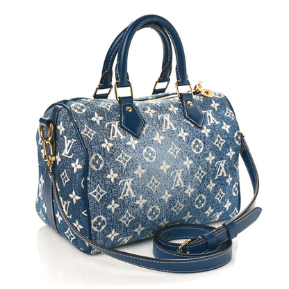 Louis Vuitton Monogram Jacquard Denim Speedy Bandouliere 25 Bleu 2 of 8