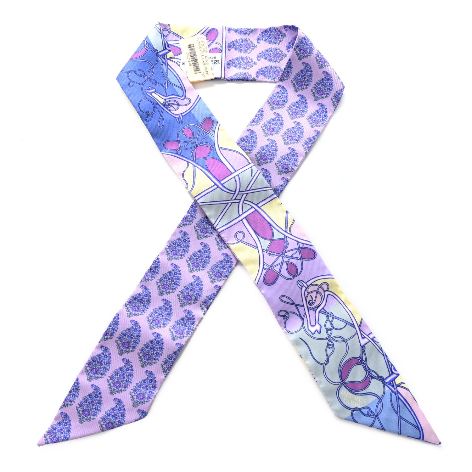 Hermes Silk Coup De Fouet Au Bloc Twilly Mauve Violet Jaune Soufre 1 of 4