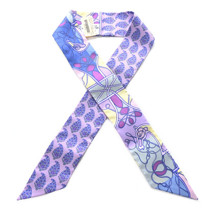 Hermes Silk Coup De Fouet Au Bloc Twilly Mauve Violet Jaune Soufre 1 of 4