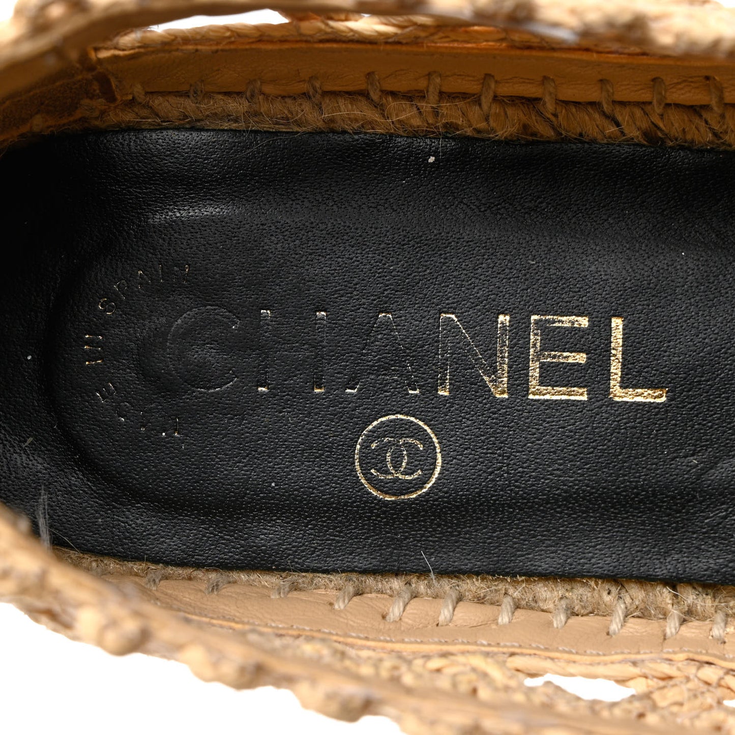 Raffia Fabric CC Espadrilles 38 Beige Black